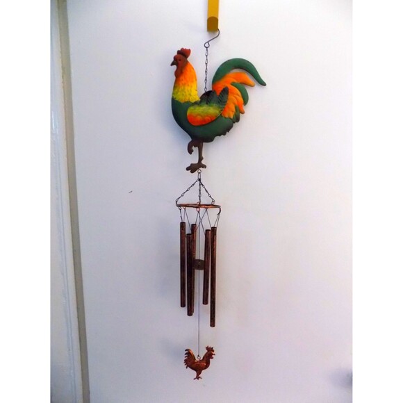 NEW Metal Rooster Chicken Wind Chime Country Decor Farmahouse - Picture 3 of 7
